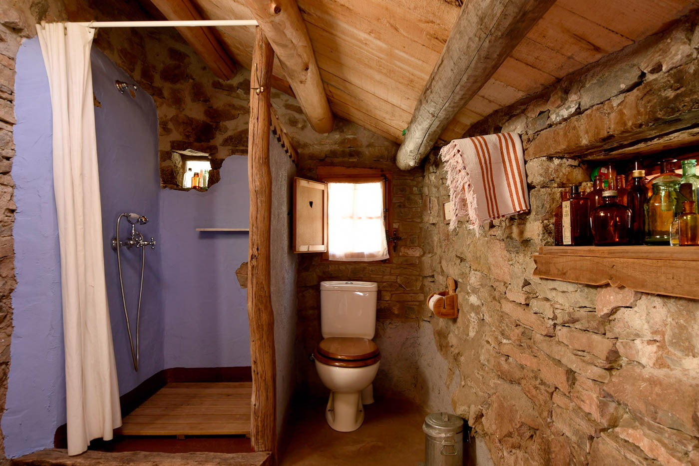 Rustic walk-in shower